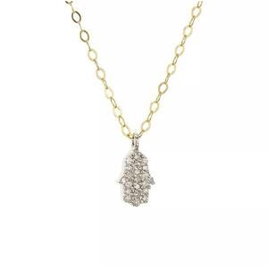 Natural Diamond Accent Necklace 14K Gold Vermeil Hasma Pendant Women's Fashion